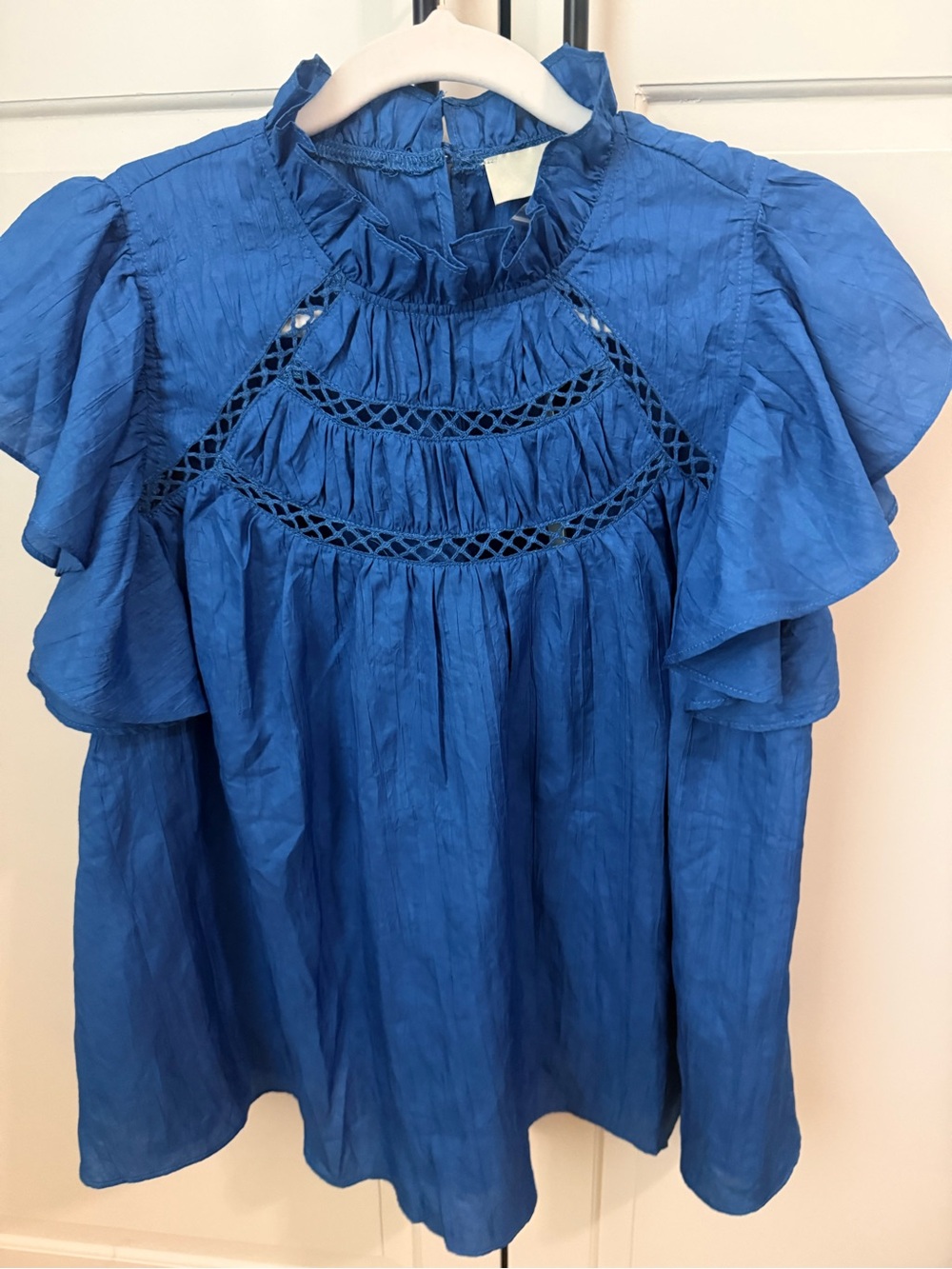 Pinch Royal Blue Ruffle Yoke Blouse